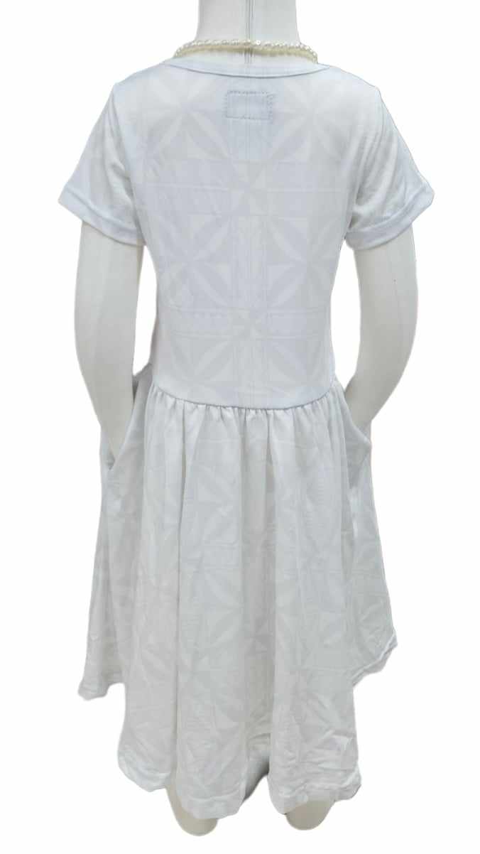 LILO GIRLS DRESS - MIDI FLOWY DRESS W/POCKETS - WHITE 1