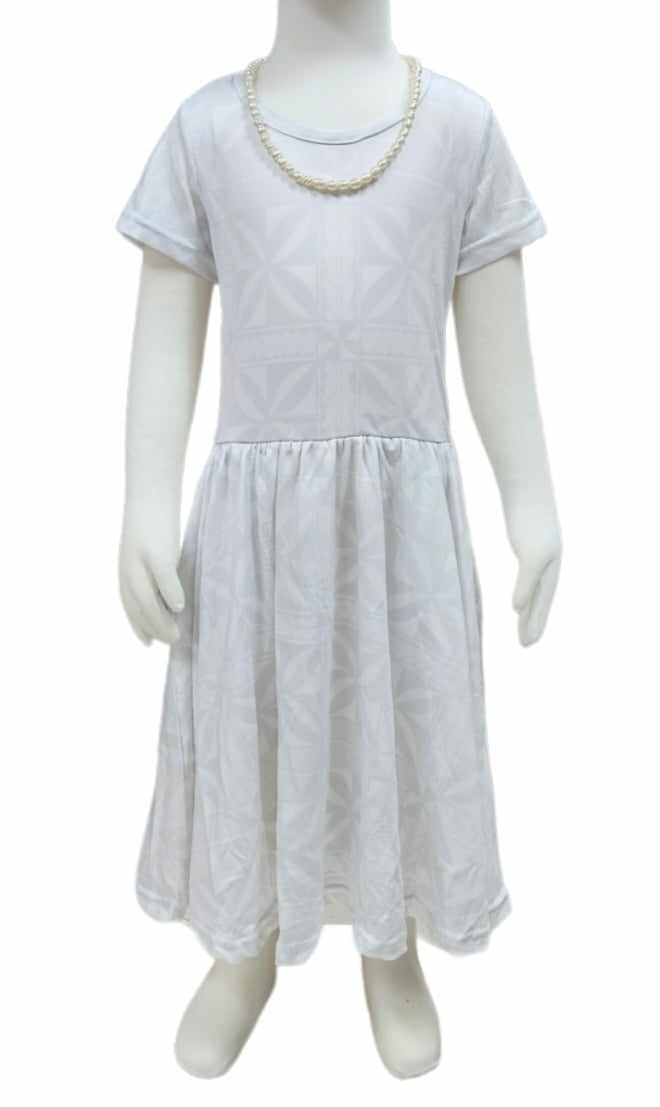LILO GIRLS DRESS - MIDI FLOWY DRESS W/POCKETS - WHITE 1