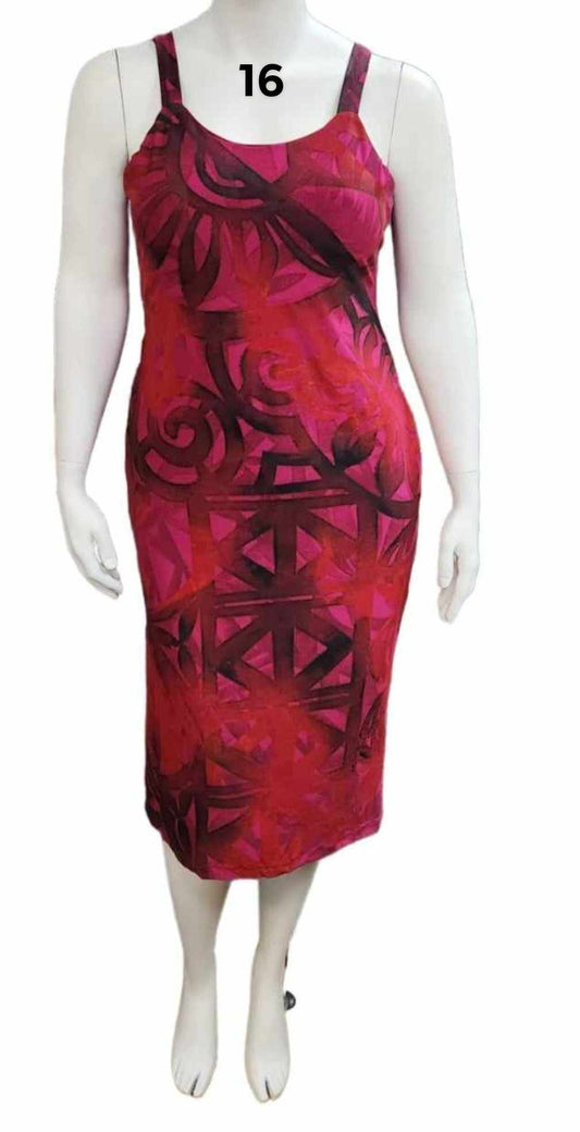 PINK TRIBAL ISLAND DRESS NO SLEEVE - SIZE 16