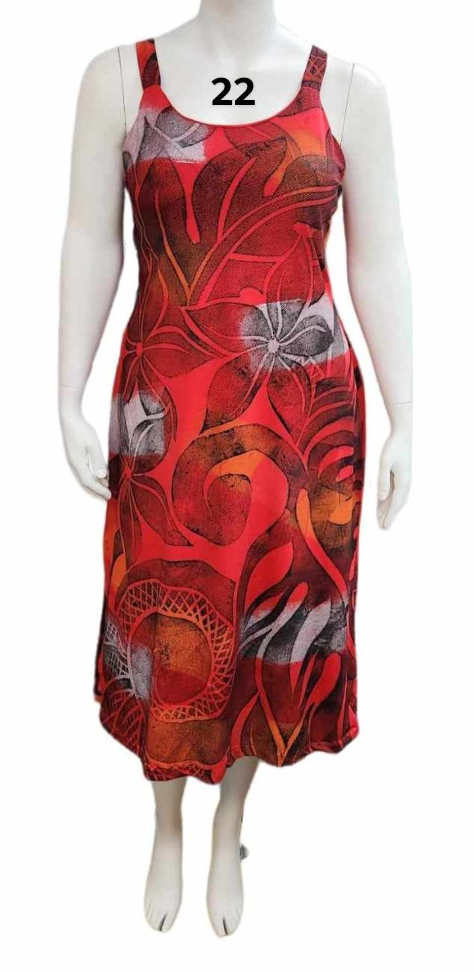RED TRIBAL ISLAND DRESS -SIZE 22