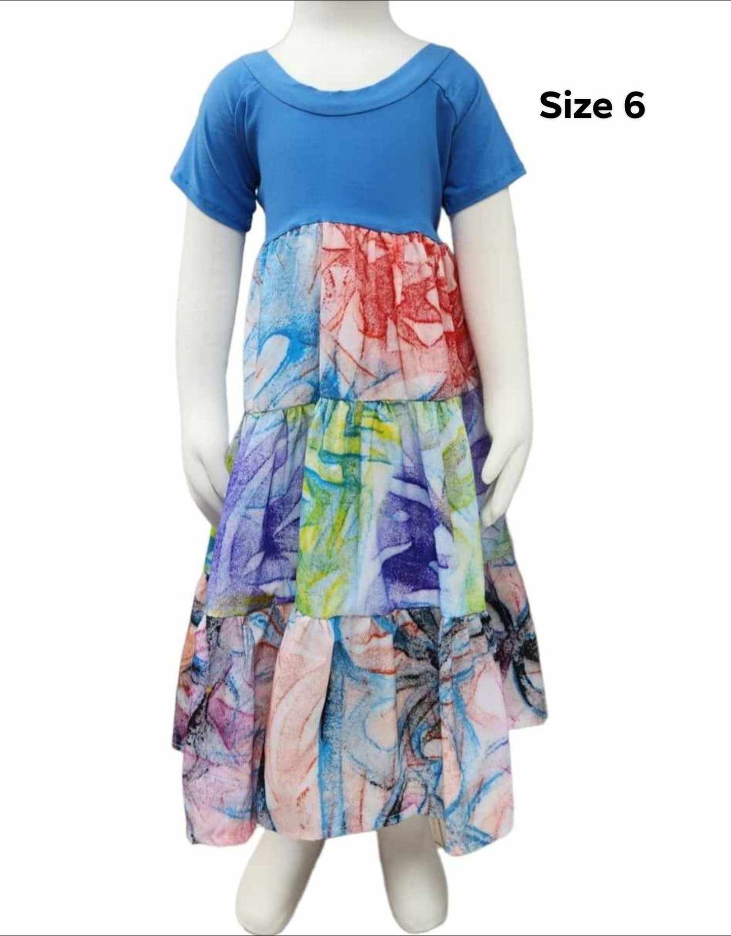 BLUE KIDS HIGH WAIST DRESS - SIZE 6