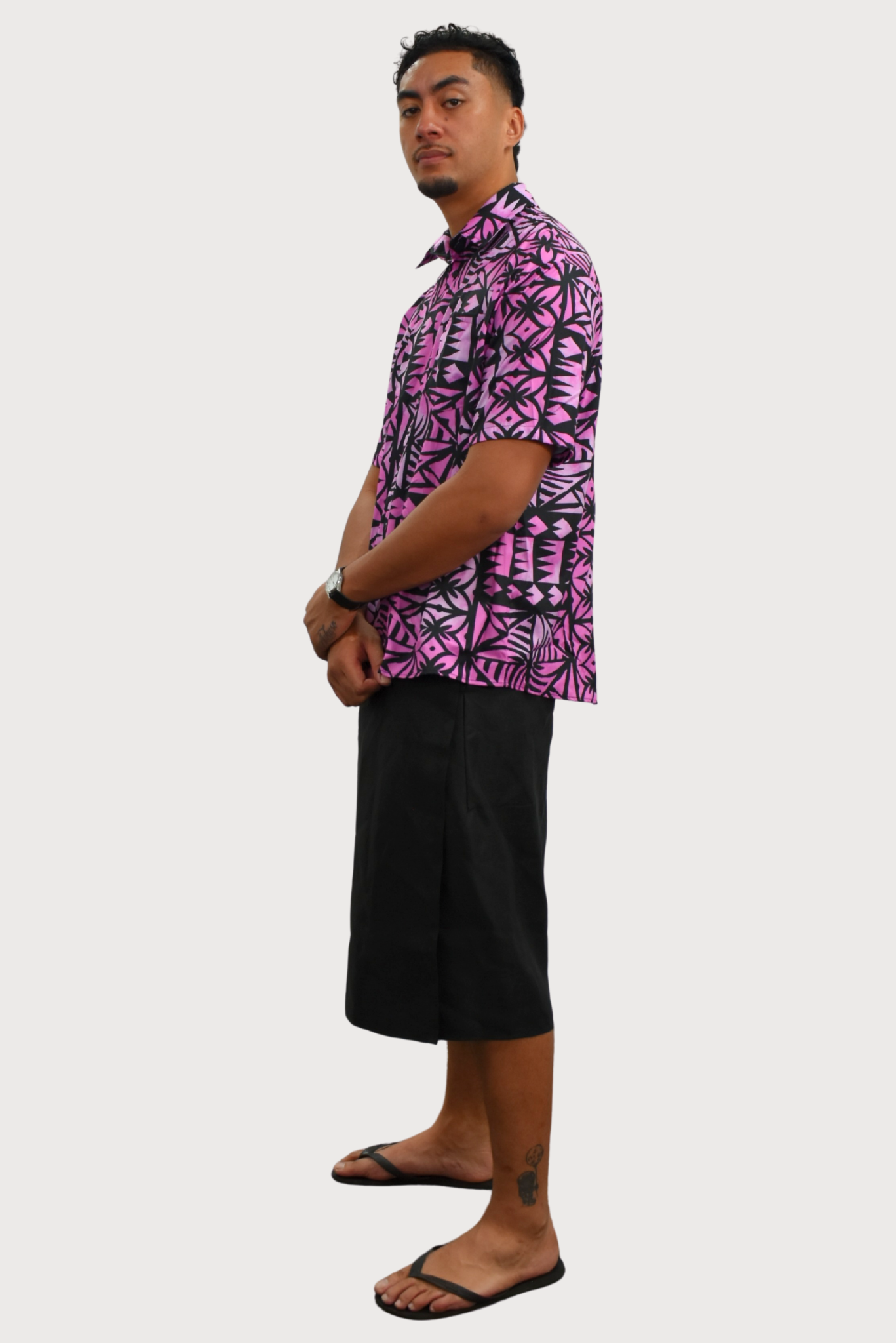 SHIRT - COLLARED BUTTON UP - PURPLE & BLACK