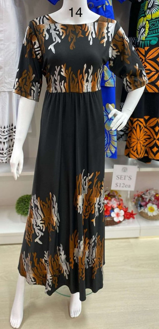 BLACK HIGH WAIST ISLAND DRESS - SIZE 14