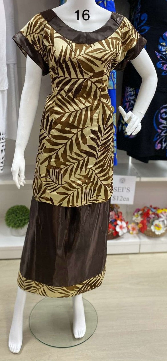 BROWN AND BEIGE ISLAND PULETASI - SIZE 16
