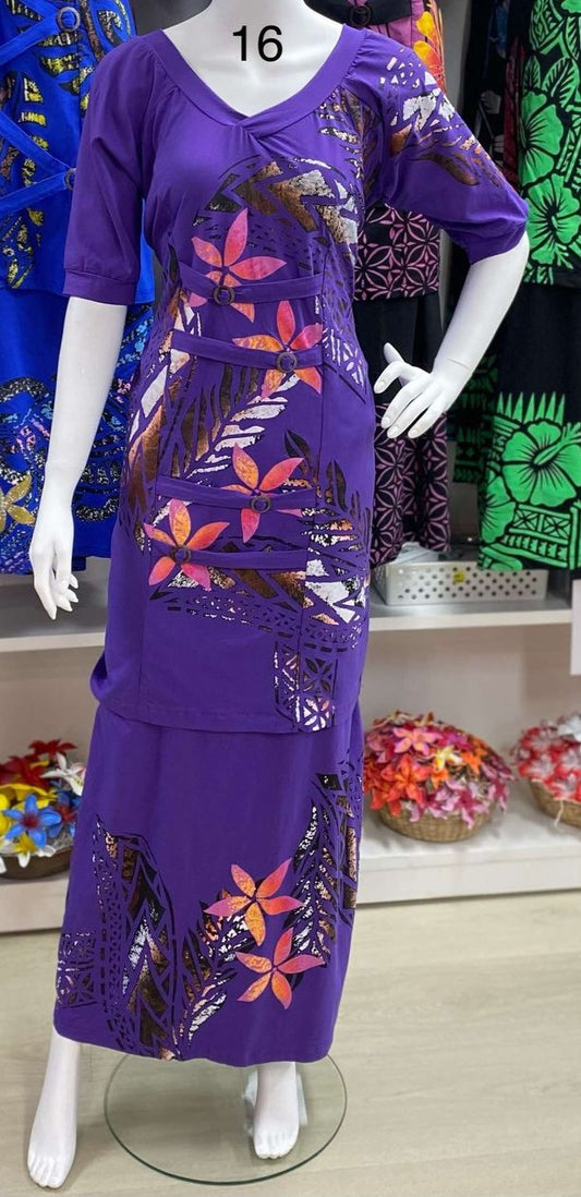 PURPLE FLORAL ISLAND PULETASI - SIZE 16