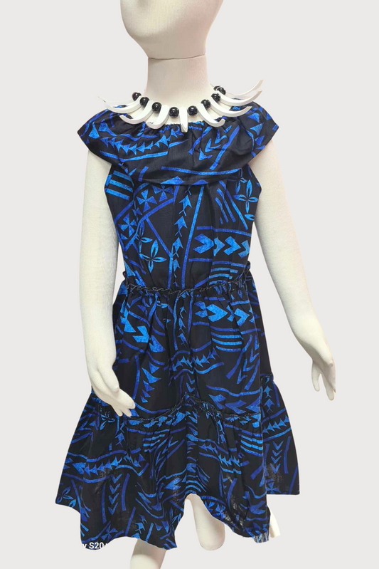 DIANA GIRLS DRESS - FLOWY DRESS - BLACK & BLUE