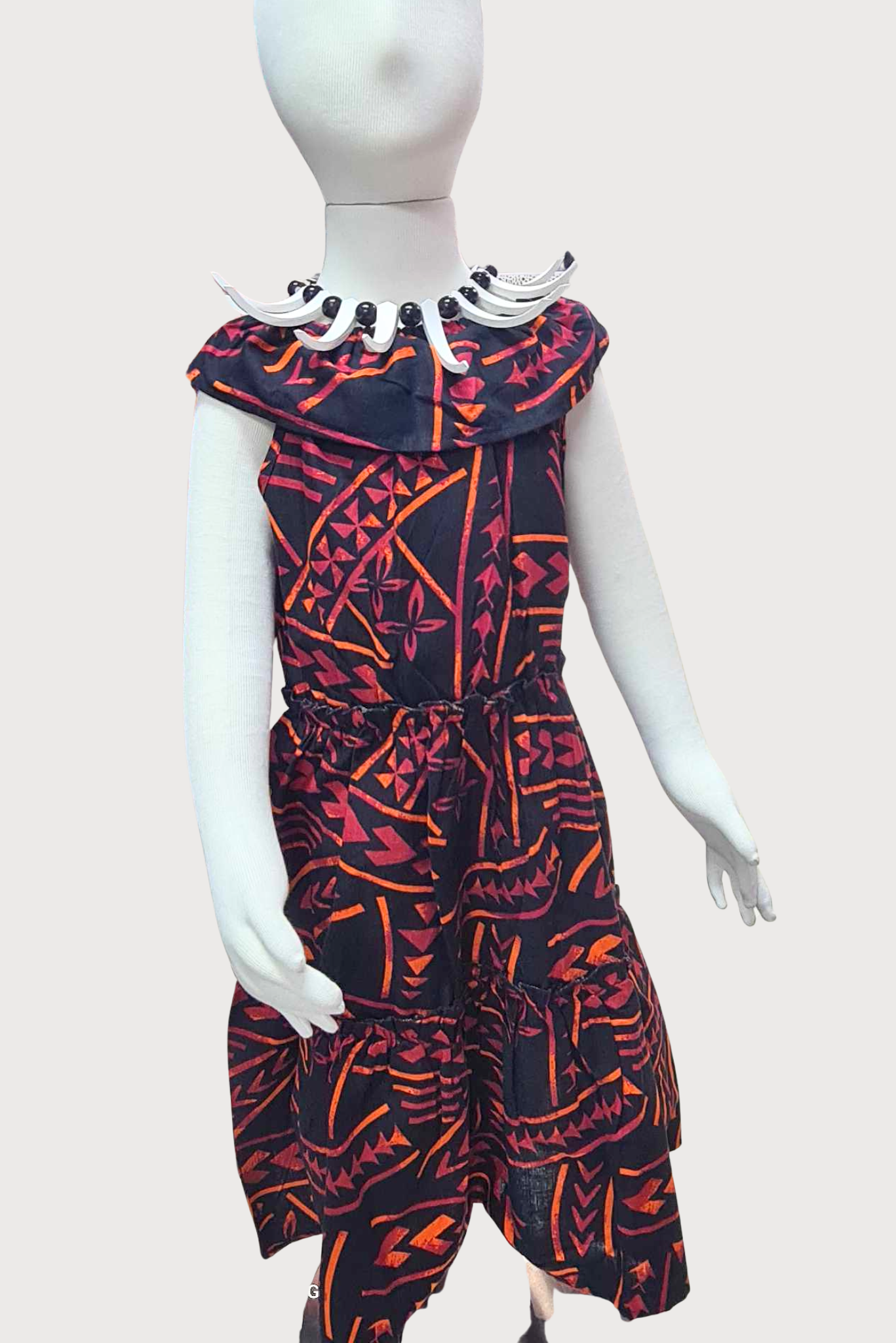 DIANA GIRLS DRESS - FLOWY DRESS - BLACK & ORANGE