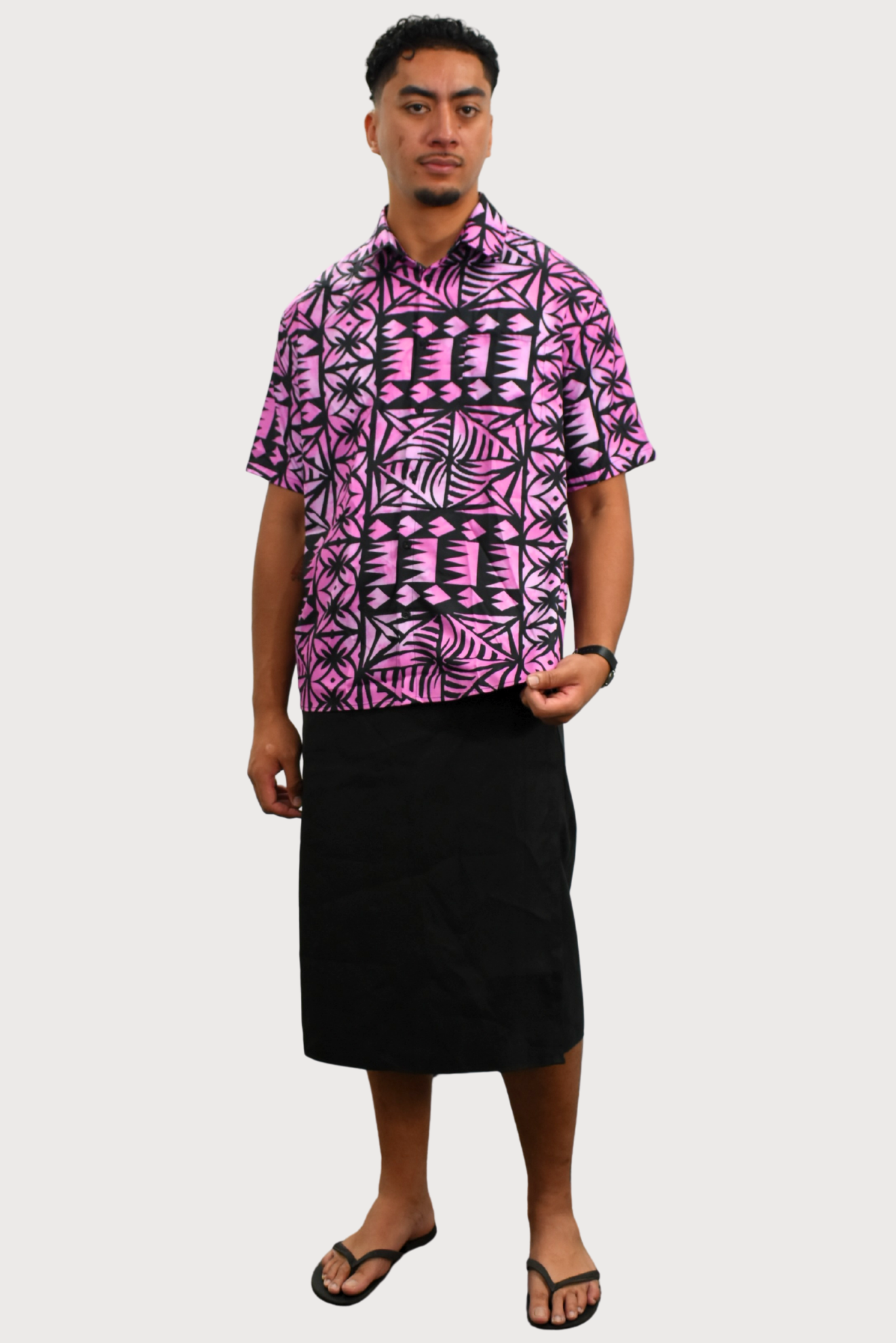 SHIRT - COLLARED BUTTON UP - PURPLE & BLACK