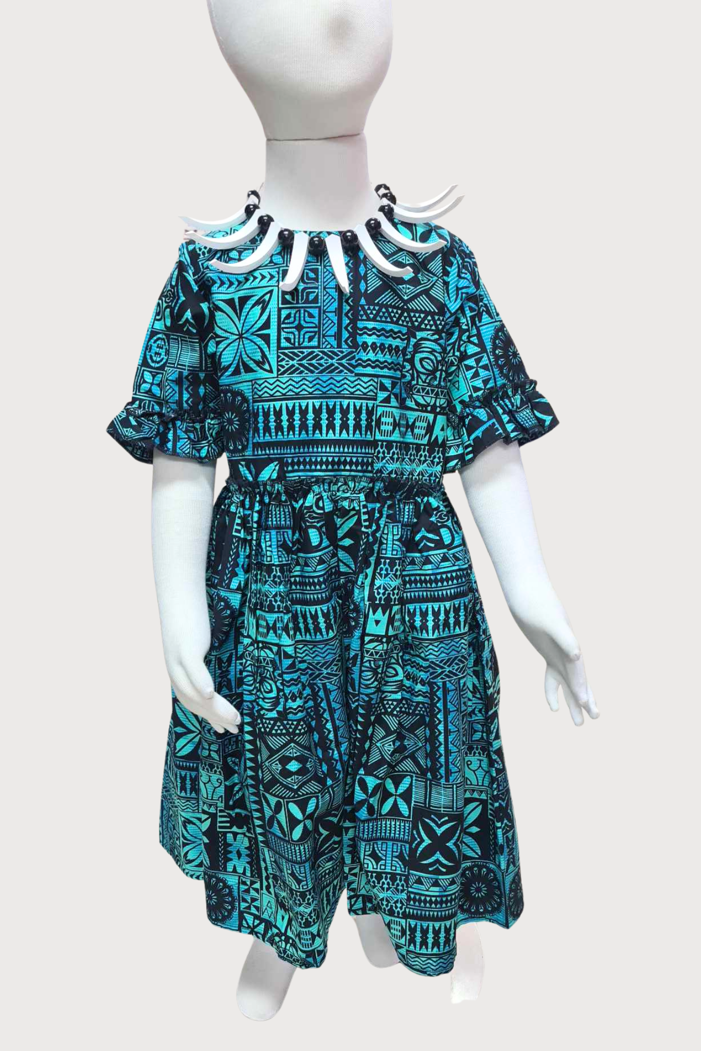 MARIAH GIRLS DRESS - FLOWY DRESS - AQUA & BLACK