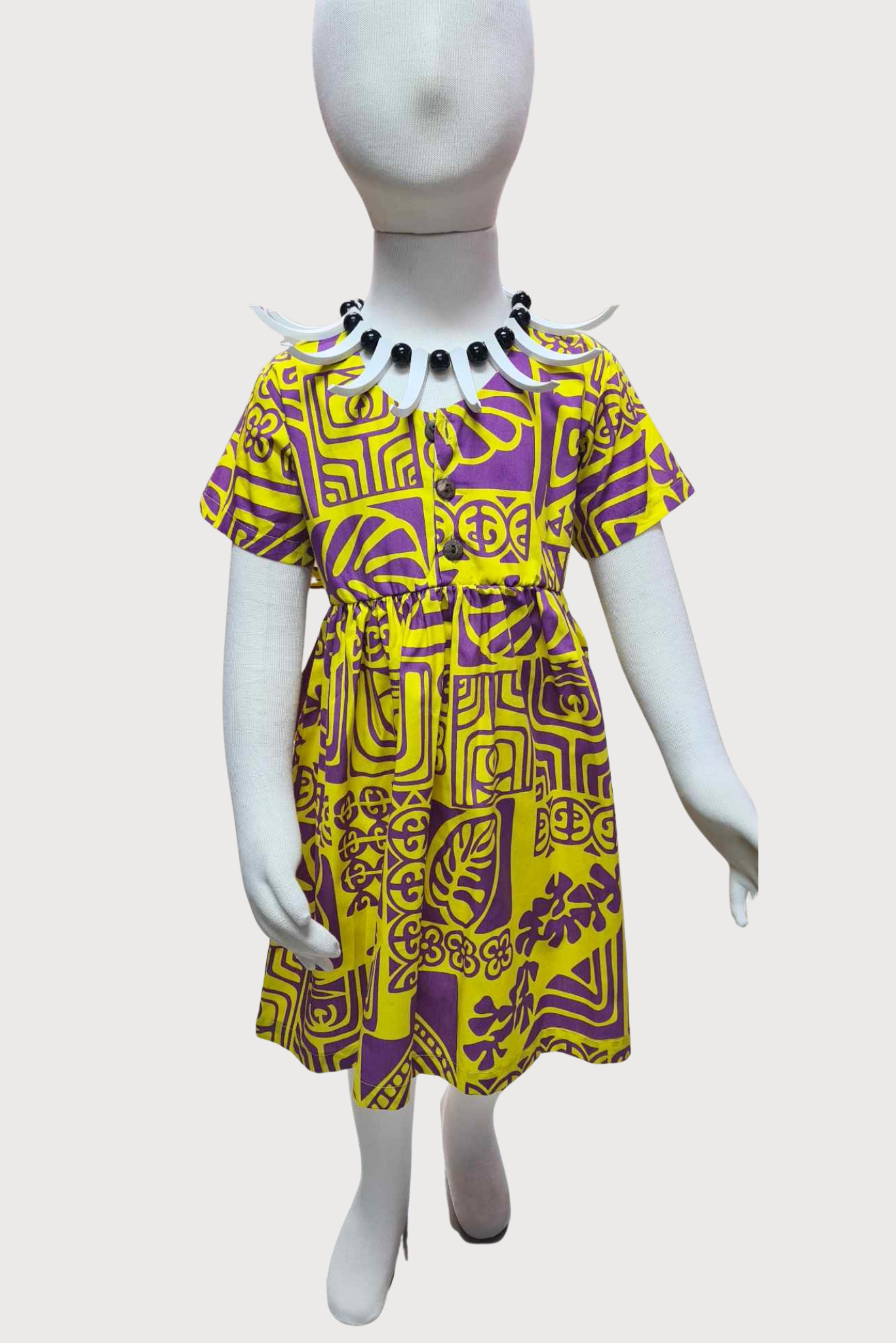 ANNA GIRLS DRESS - FLOWY DRESS - YELLOW & PURPLE