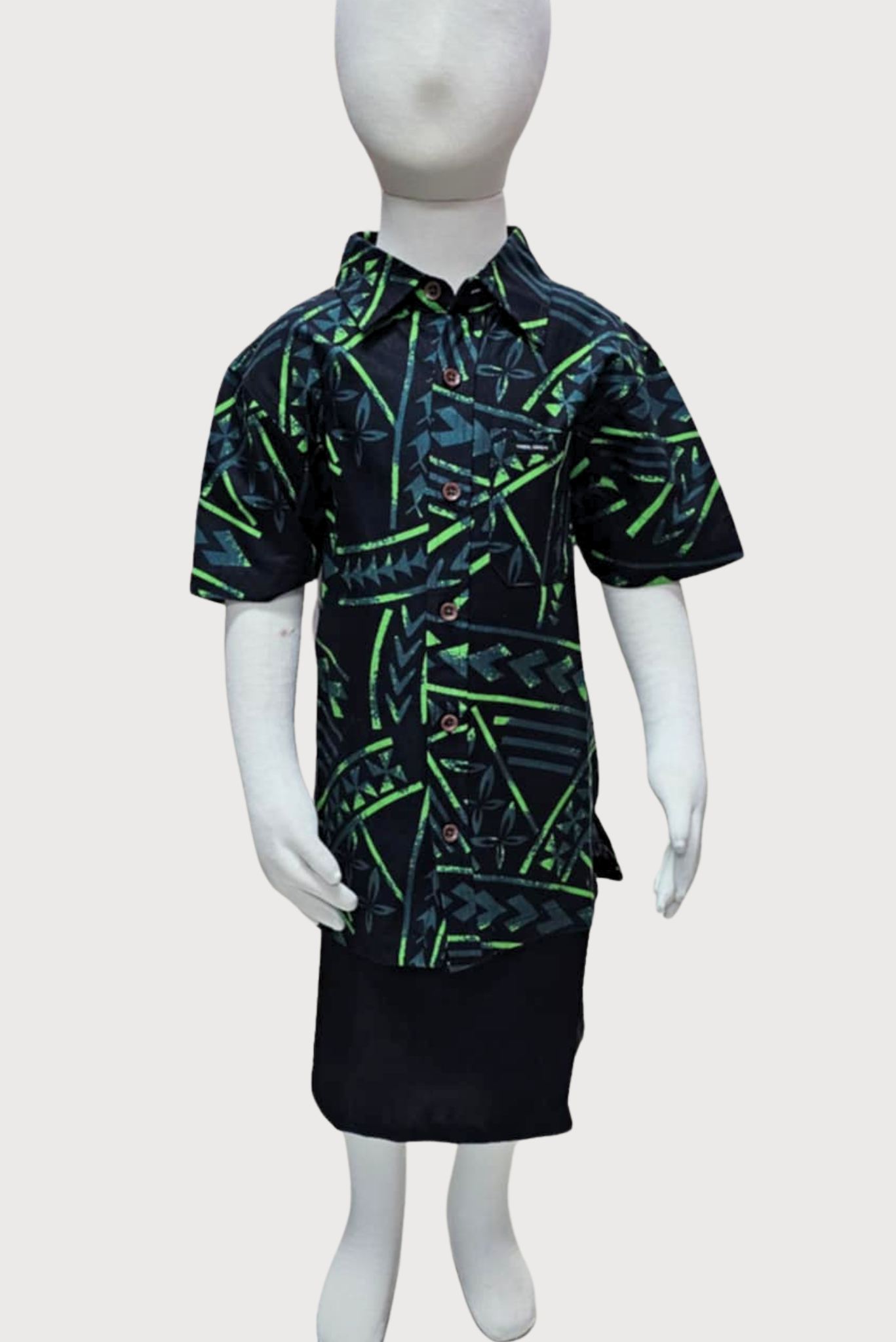 DANIEL BOYS SHIRT - COLLARED SHIRT - BLACK & GREEN