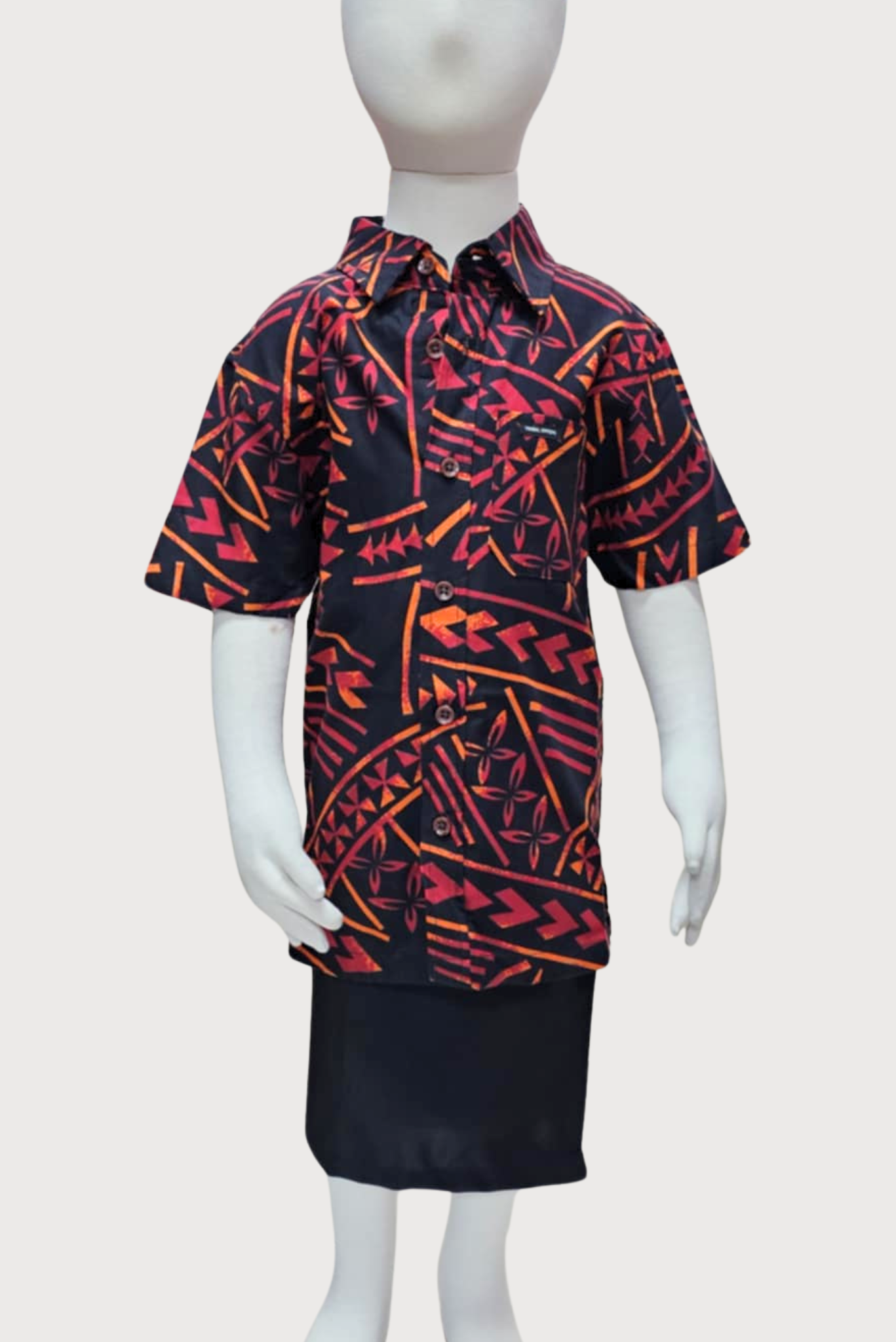 DANIEL BOYS SHIRT - COLLARED SHIRT - BLACK & ORANGE
