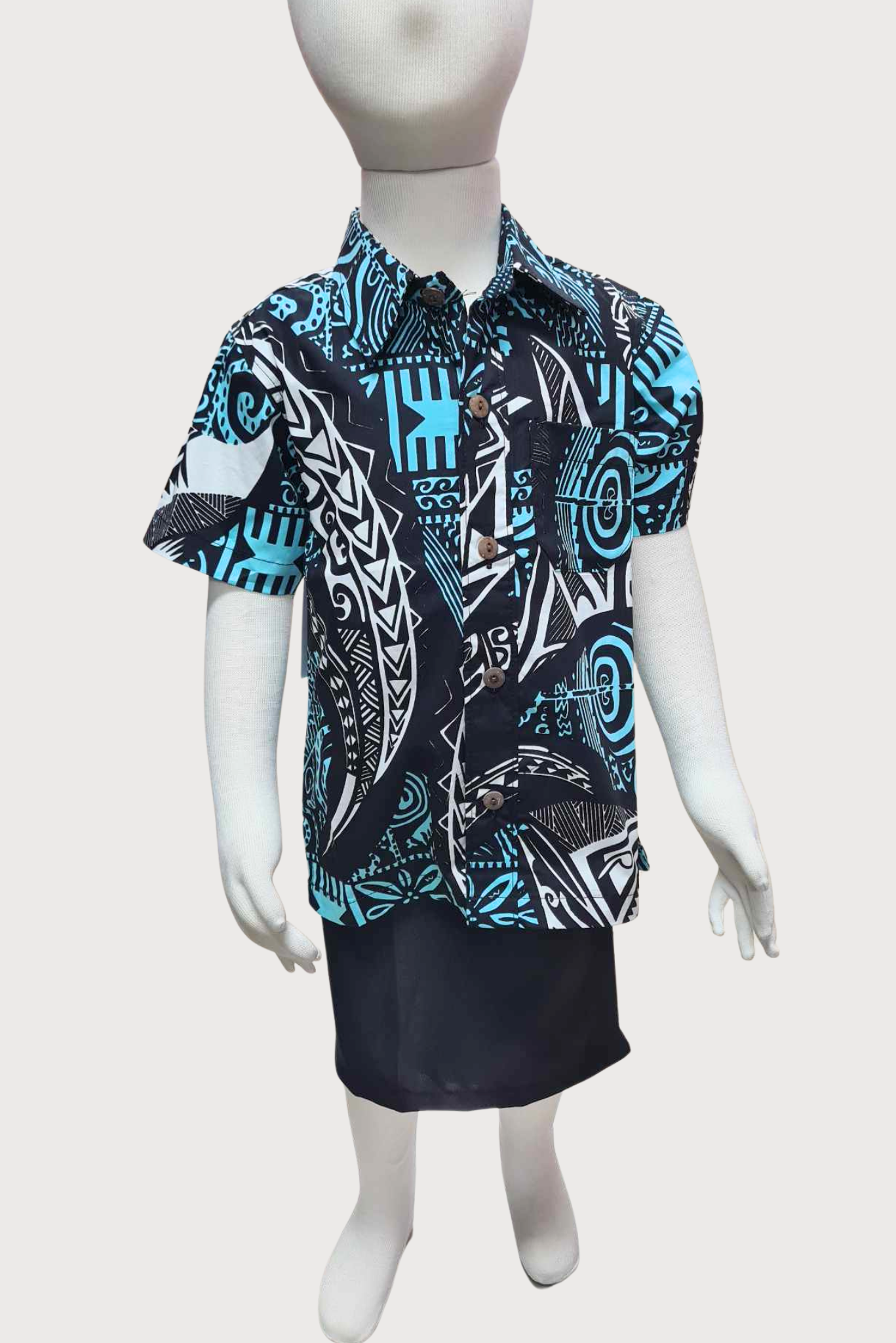 SETH BOYS SHIRT - COLLARED SHIRT - BLUE, WHITE & BLACK