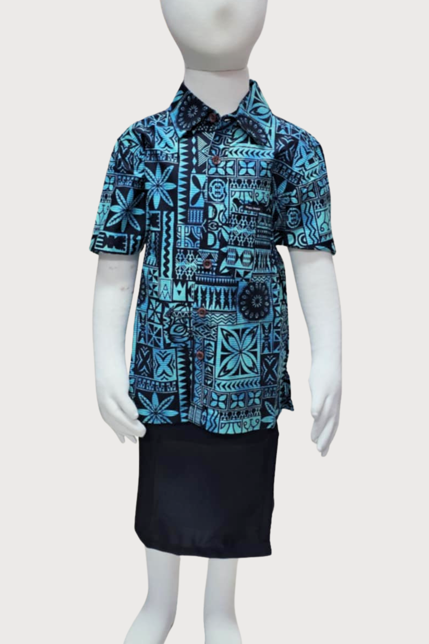 MARCUS BOYS SHIRT - COLLARED SHIRT - AQUA & BLACK