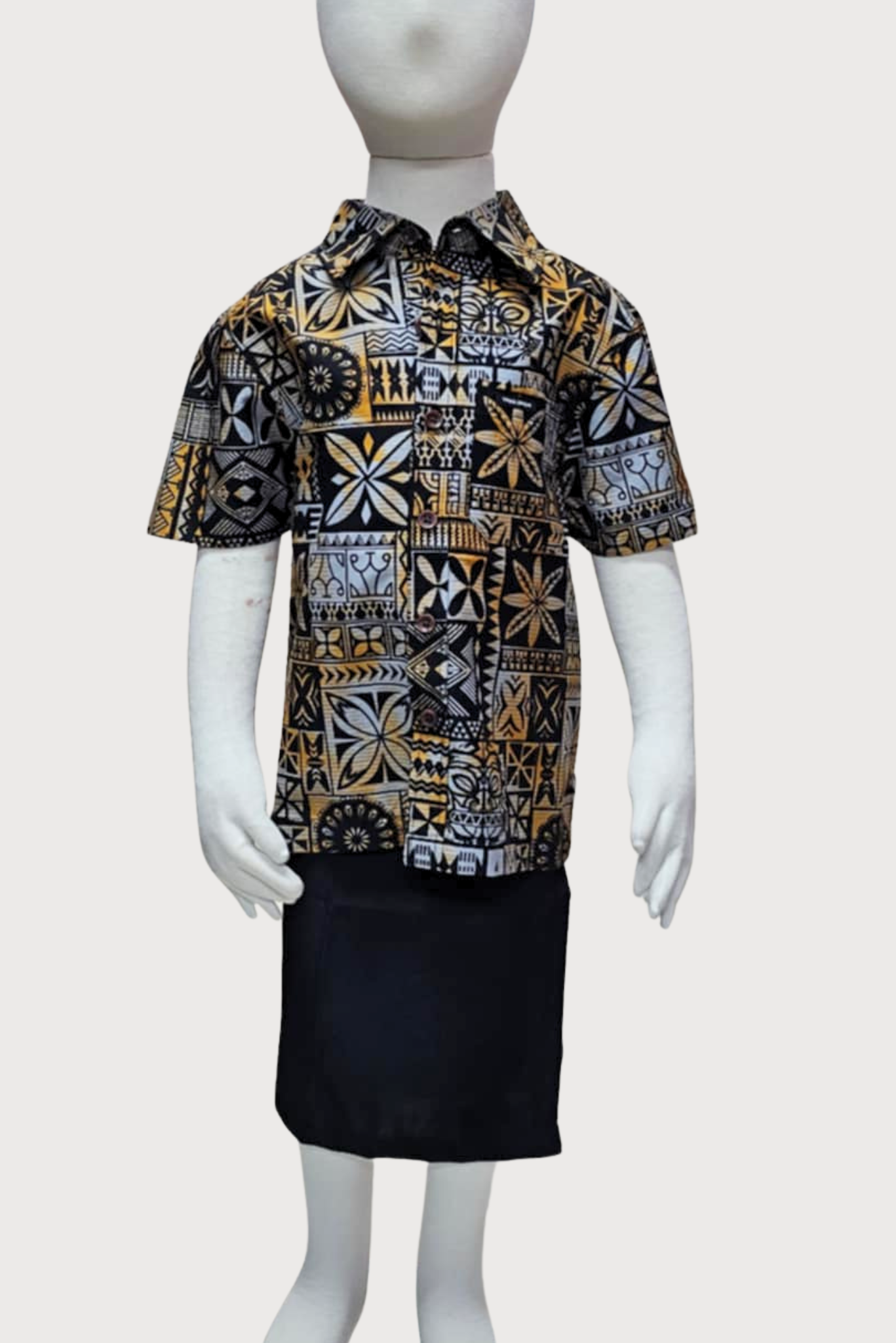 MARCUS BOYS SHIRT - COLLARED SHIRT - GOLD, GREY & BLACK