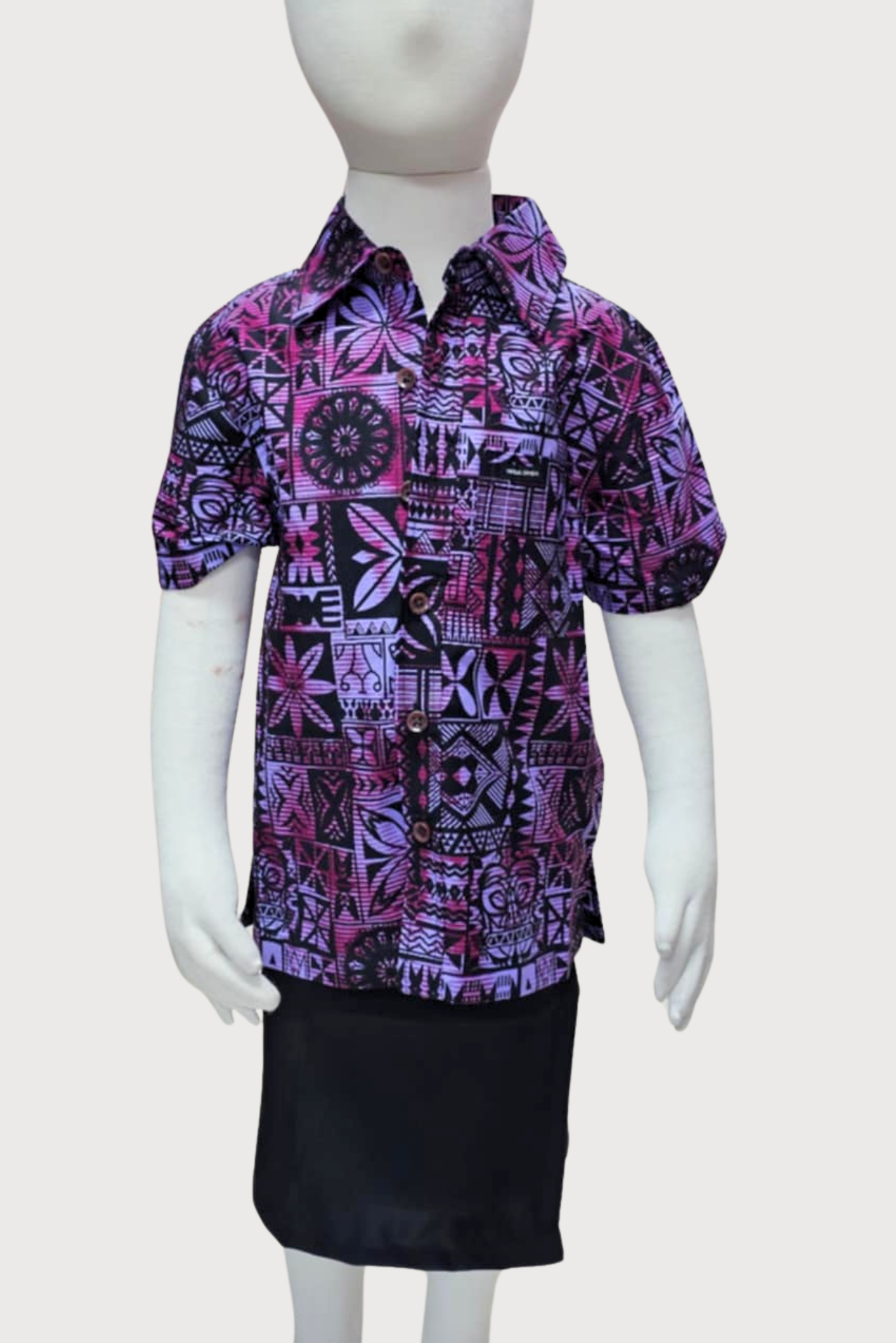 MARCUS BOYS SHIRT - COLLARED SHIRT - PURPLE & BLACK