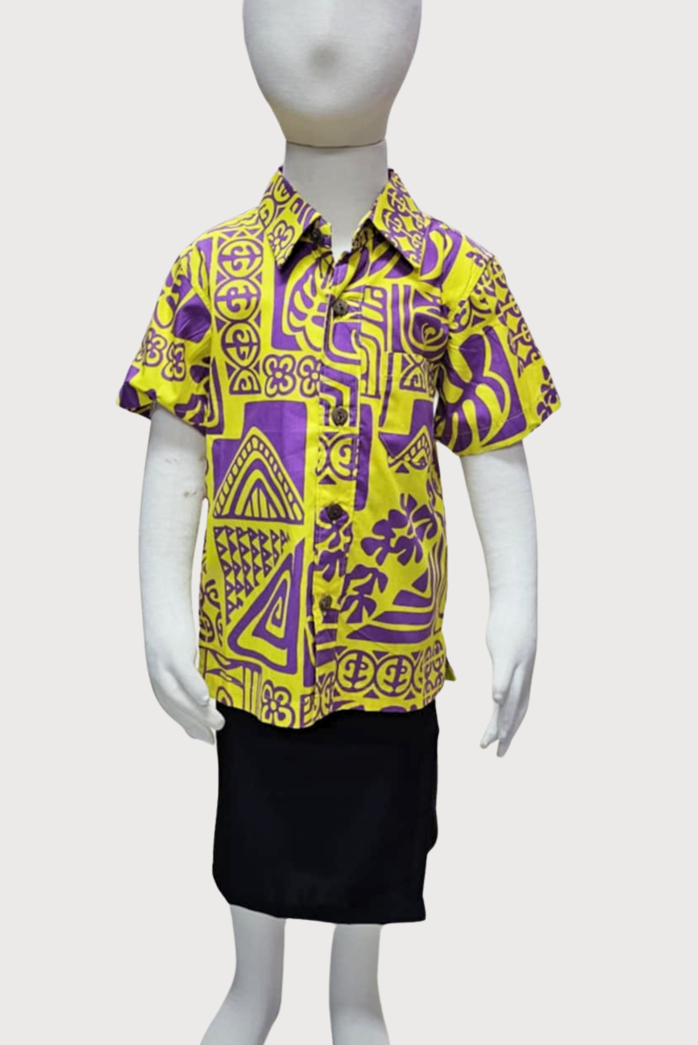 SAMUEL BOYS SHIRT - COLLARED SHIRT - YELLOW & PURPLE