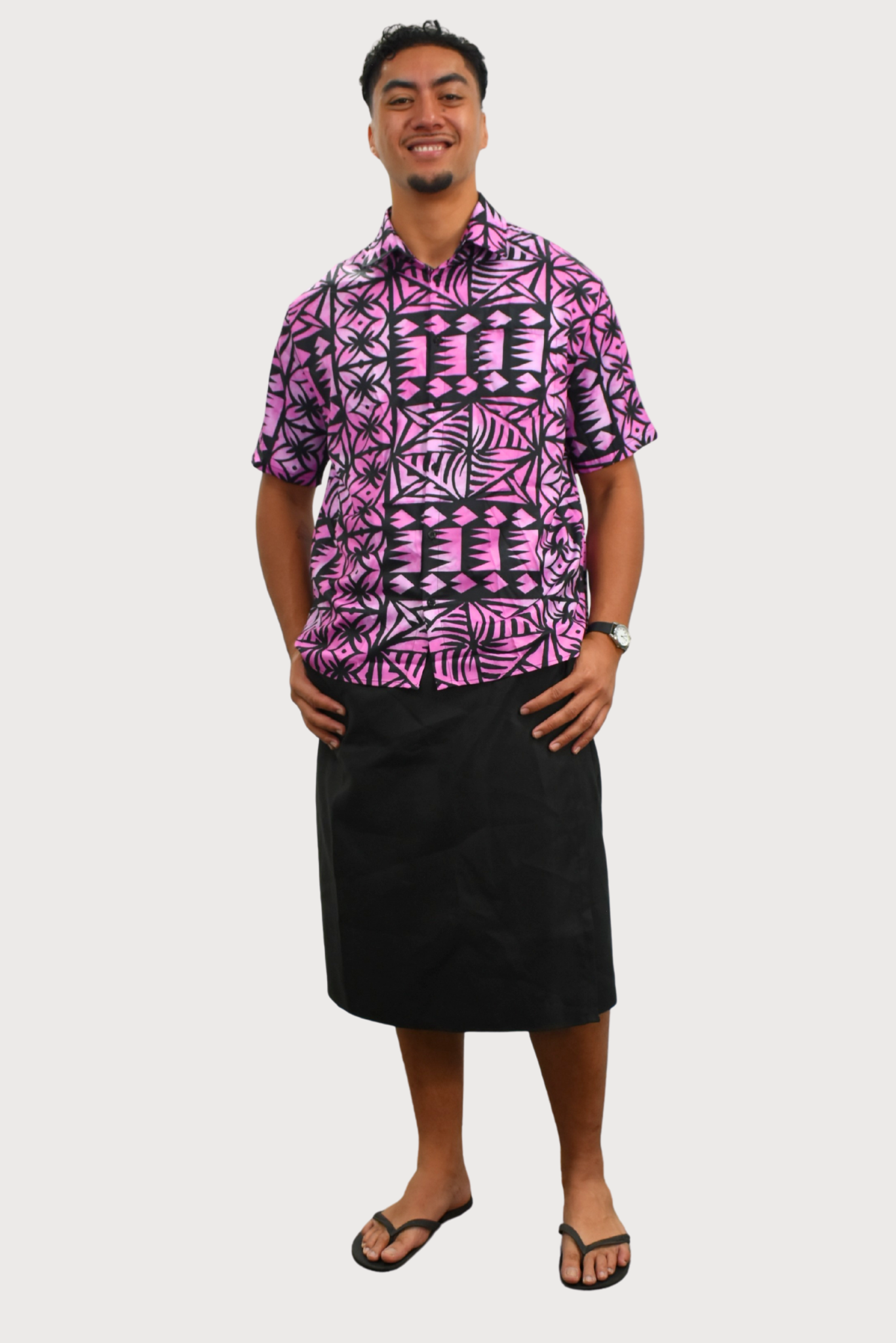 SHIRT - COLLARED BUTTON UP - PURPLE & BLACK