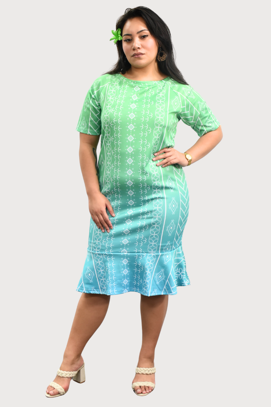 KAILANI DRESS - MIDI MERMAID - OMBRE GREEN