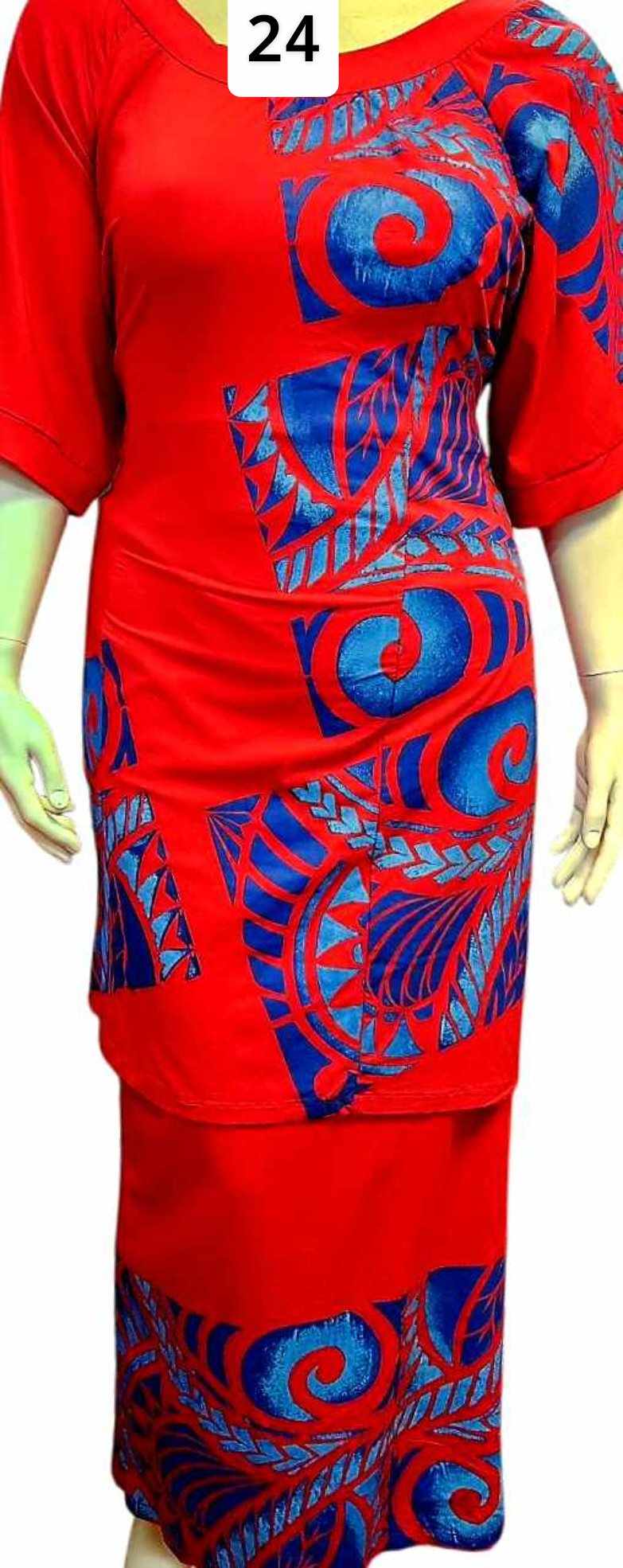 RED & BLUE ISLAND PULETASI - SIZE 24