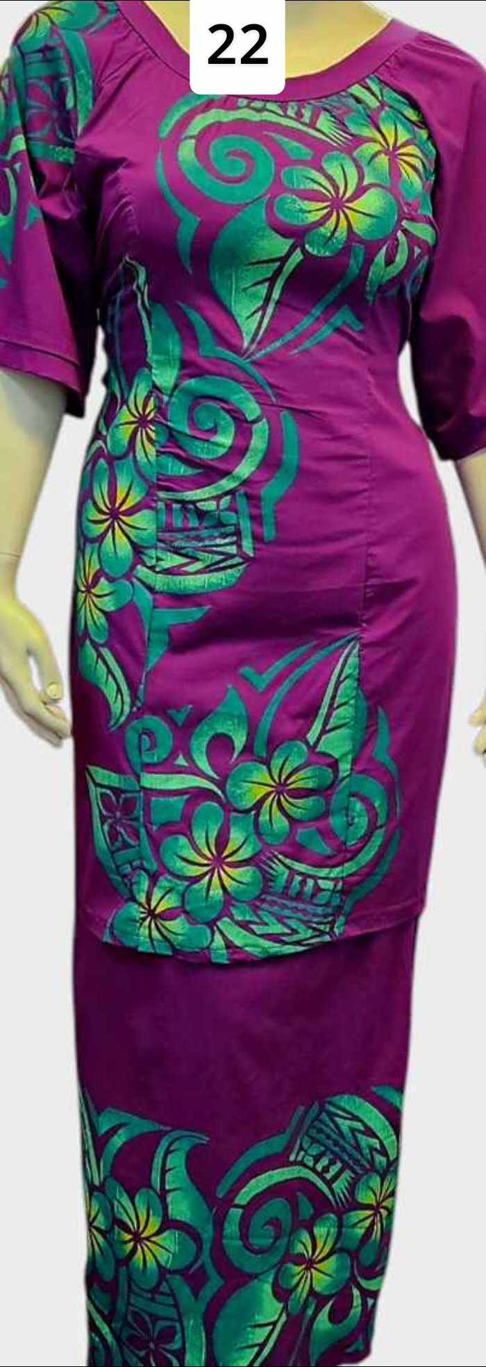PURPLE & GREEN ISLAND PULETASI - SIZE 22