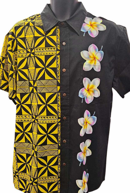 TAMA SHIRT - YELLOW AND BLACK COLLARED MENS SHIRT