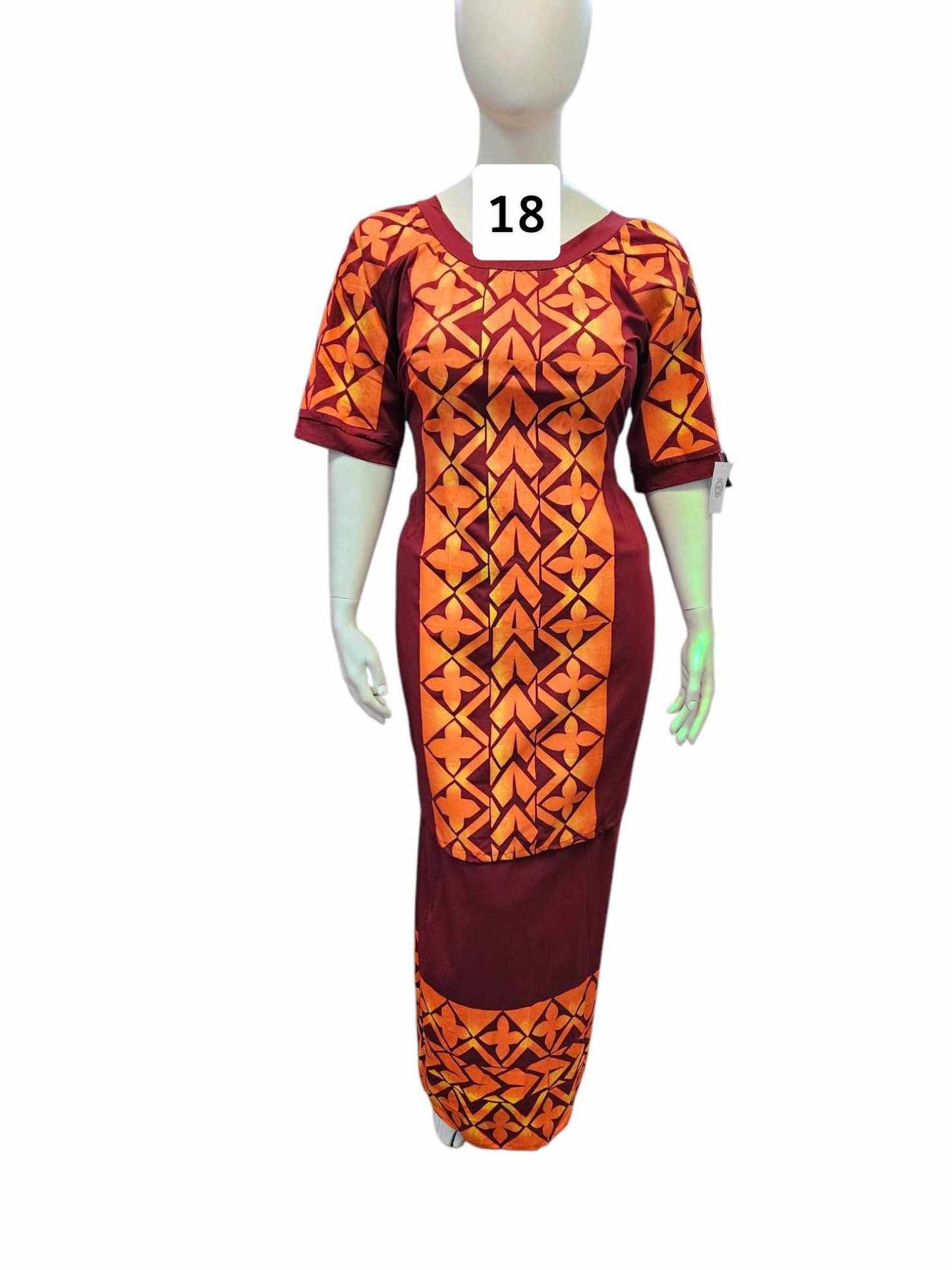 ORANGE & RED ISLAND PULETASI - SIZE 18