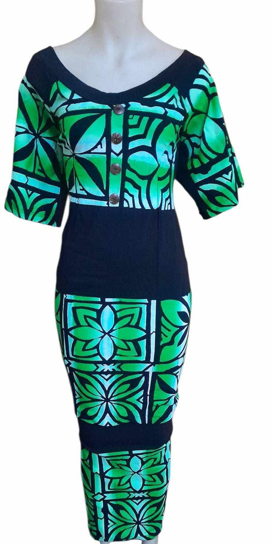 Black and Emerald Green Puletasi Size 18
