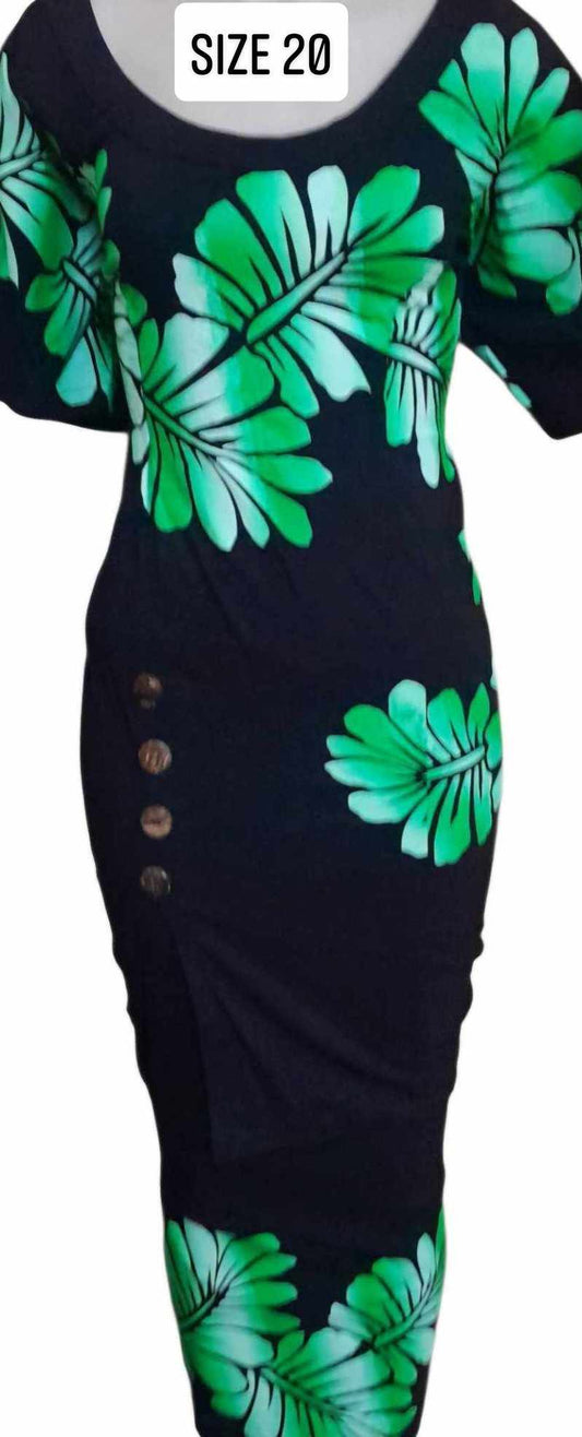 Black and Green Puletasi (Skirt & top) size 20