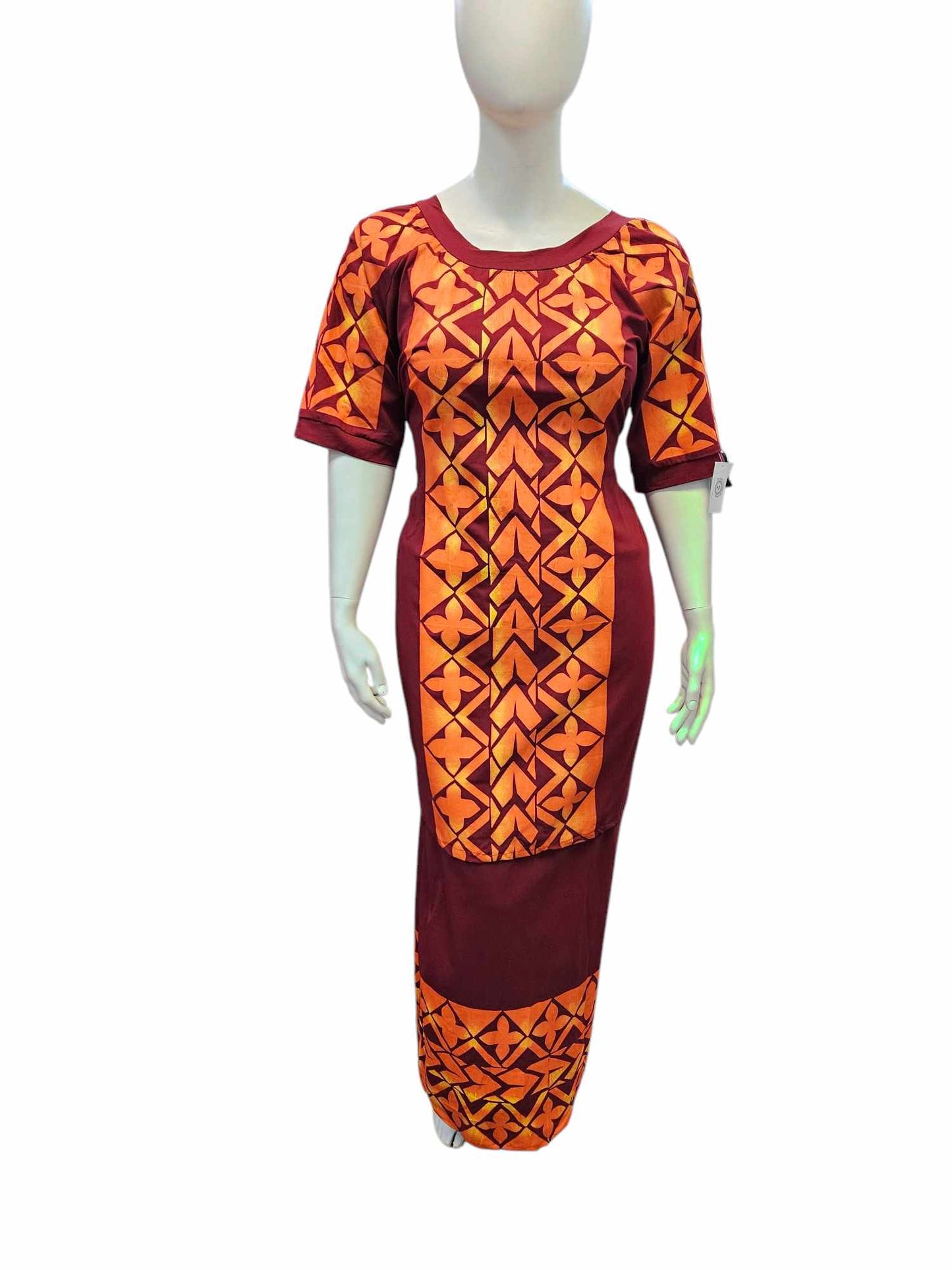 ORANGE & RED ISLAND PULETASI - SIZE 18