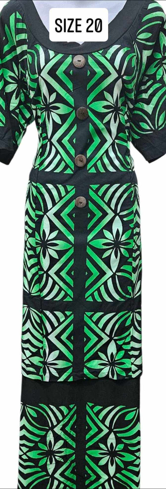 Black Green Puletasi Size 20