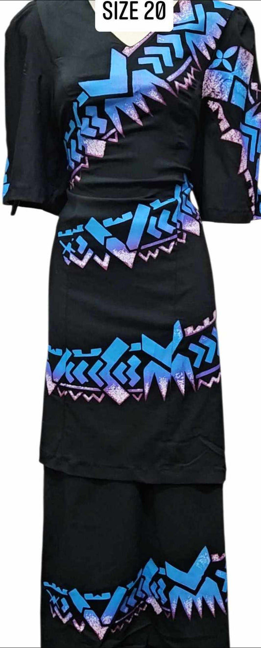 Black Blue Puletasi Size 20