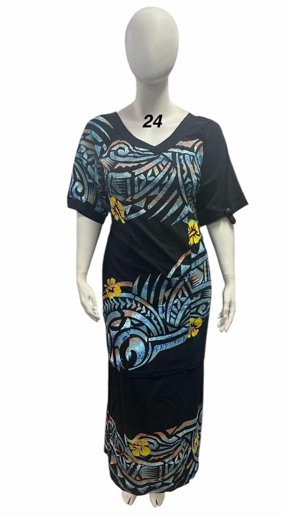 BLACK & BLUE FLORAL PULETASI - SIZE 24