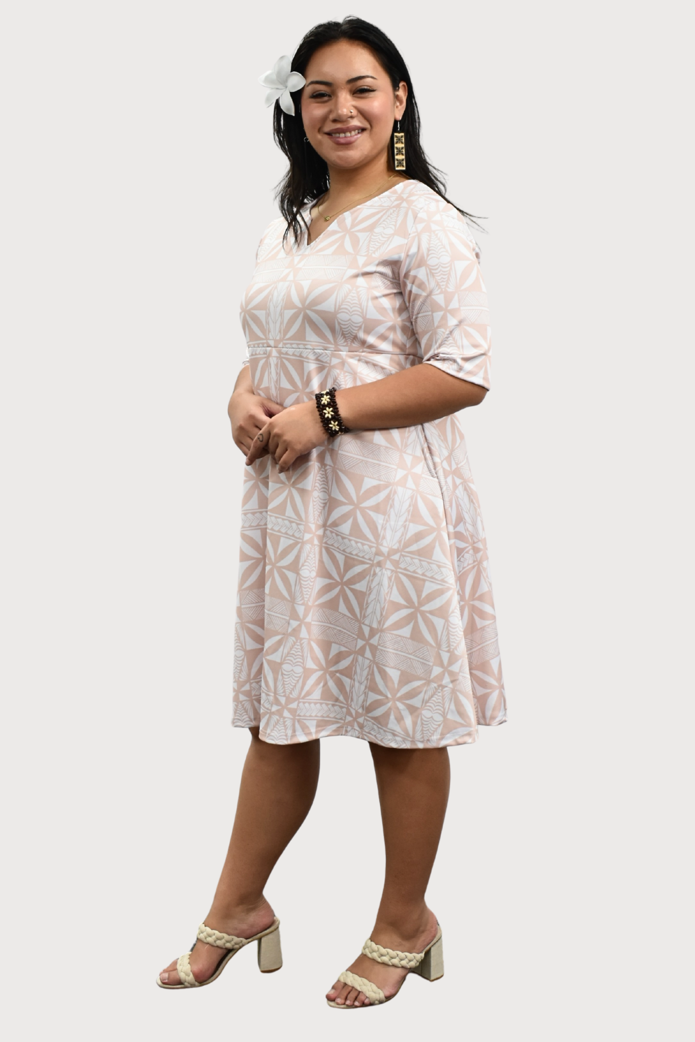 PANIA DRESS - ONE QUARTER SLEEVE MIDI DRESS