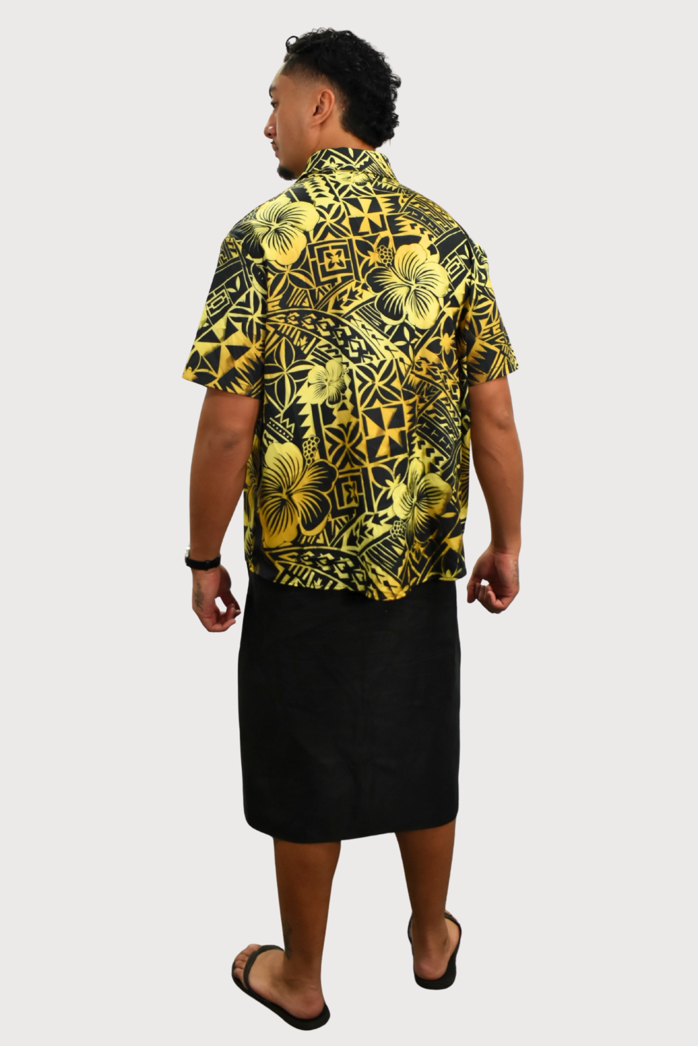 SHIRT - COLLARED BUTTON UP - GOLD & BLACK