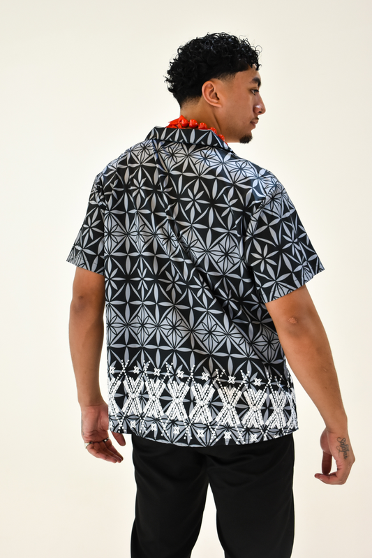 MONA SHIRT -MENS COLLARED SHIRT - BLACK & GREY