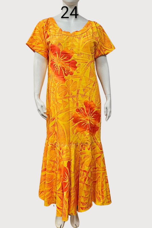 ORANGE & YELLOW FLORAL MERMAID DRESS - SIZE 24