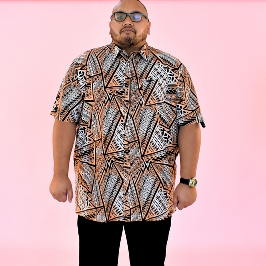Brown Fijian Men Shirt - Size 4XL
