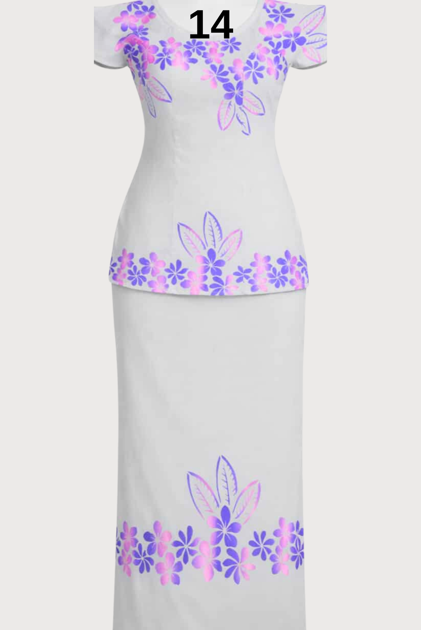 GREY & PURPLE FLORAL PULETASI - SIZE 14