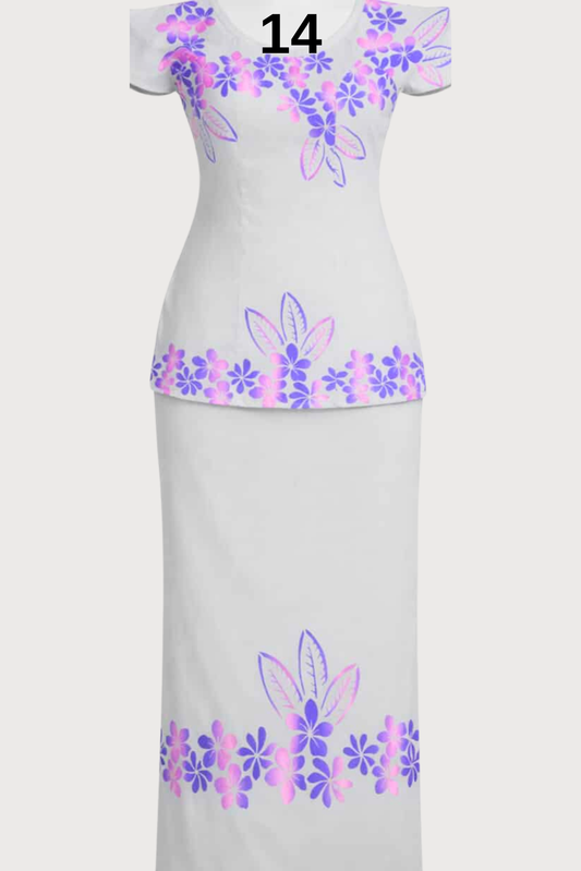 GREY & PURPLE FLORAL PULETASI - SIZE 14