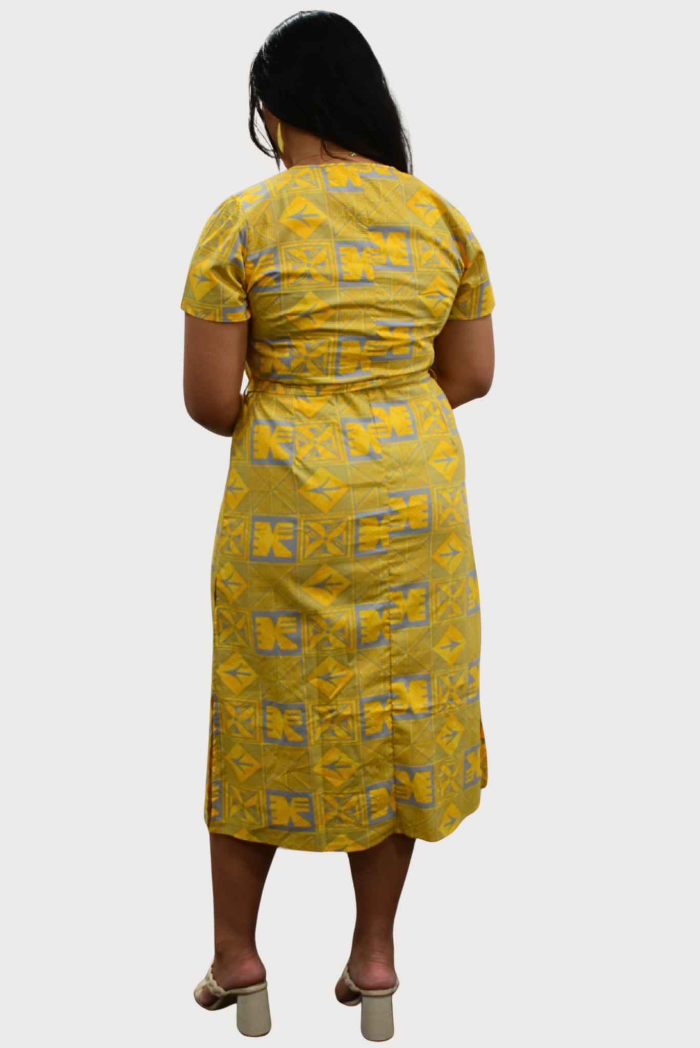 ELENA DRESS - MIDI DRESS - YELLOW & GREY