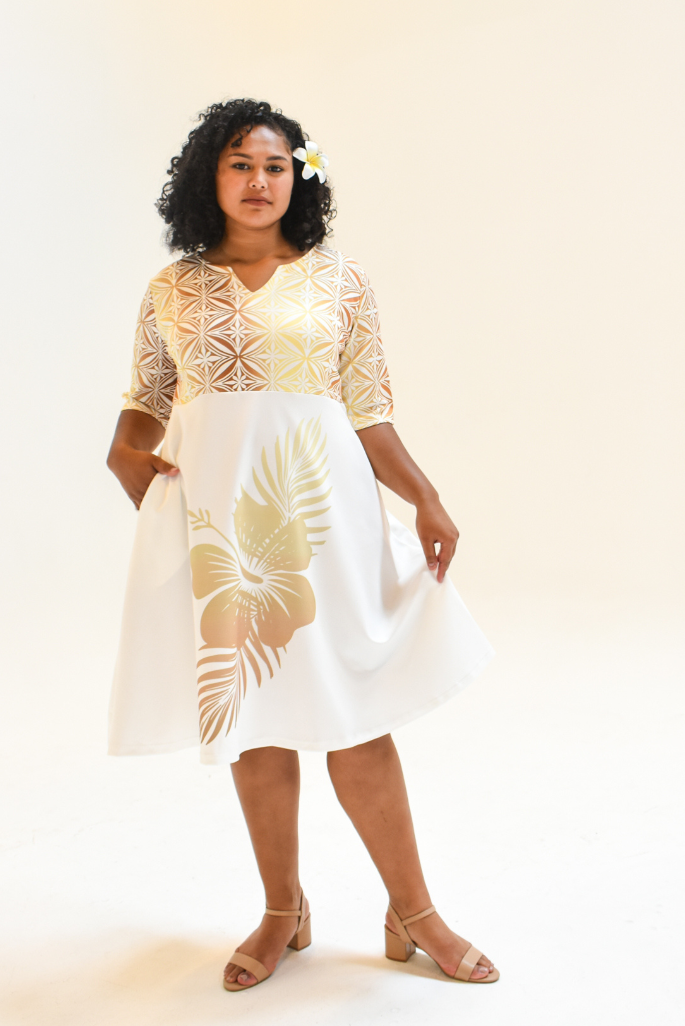 SERENA DRESS - ONE QUARTER SLEEVE MIDI DRESS