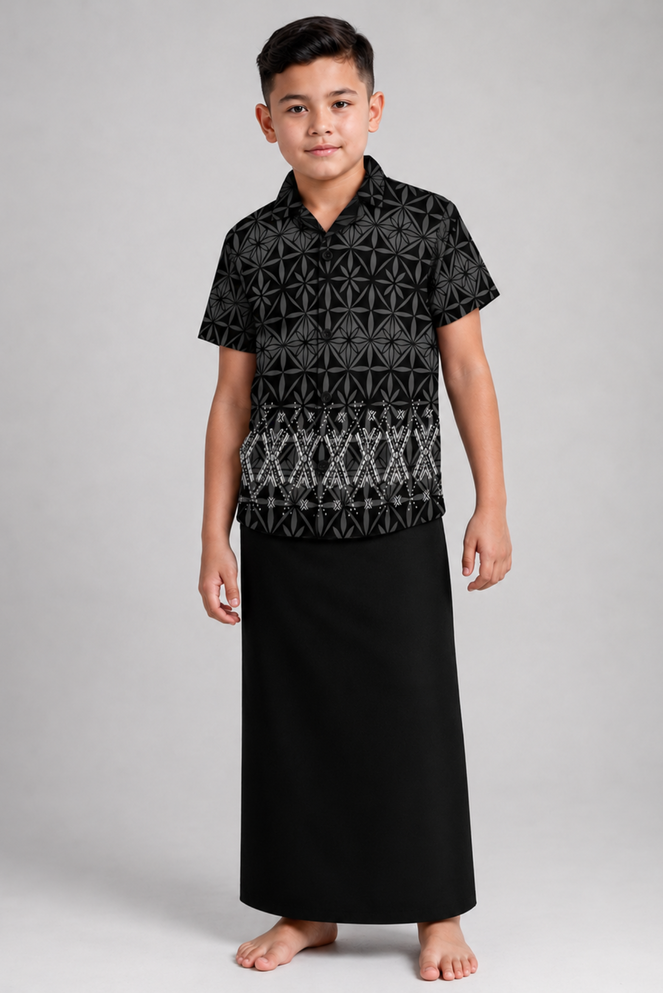 (PRE-ORDER) BOYS SHIRT - COLLARED SHIRT - BLACK & GREY