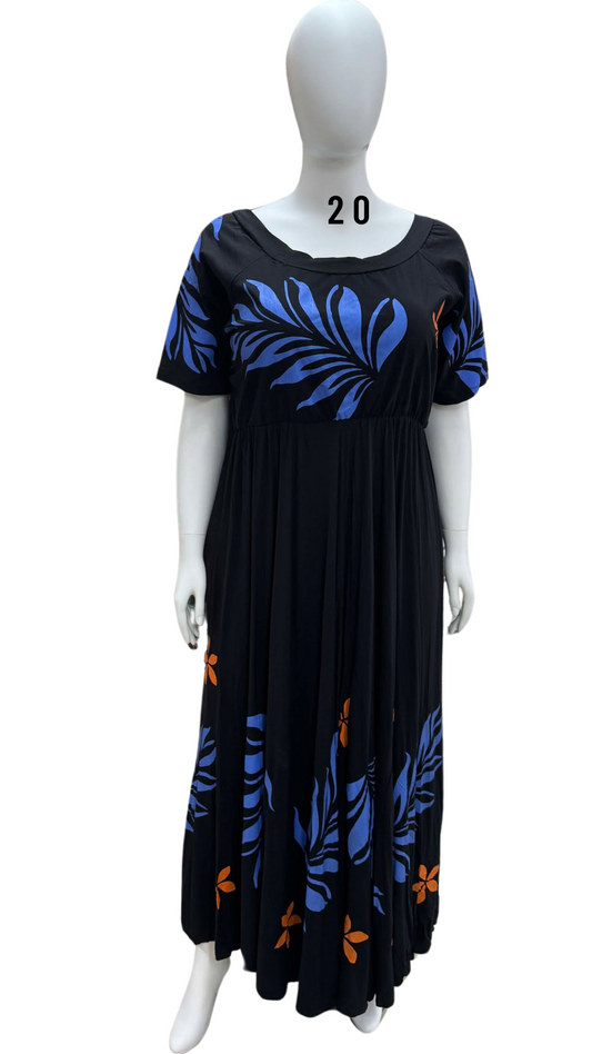 BLACK & BLUE HIGH WAISTED DRESS - SIZE 20