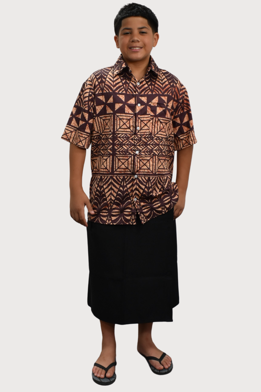 BOYS SHIRT - COLLARED SHIRT - BROWN