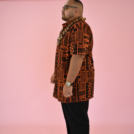SIONE SHIRT - COLLARED BUTTON UP - ORANGE