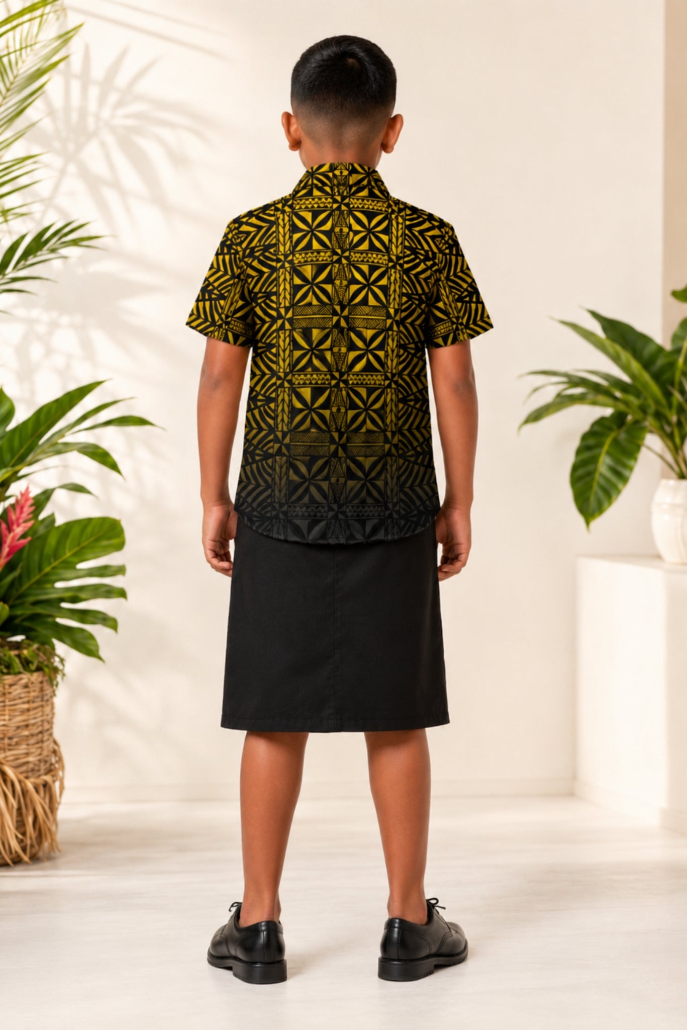 (PRE-ORDER) BOYS SHIRT - COLLARED SHIRT - BLACK & YELLOW