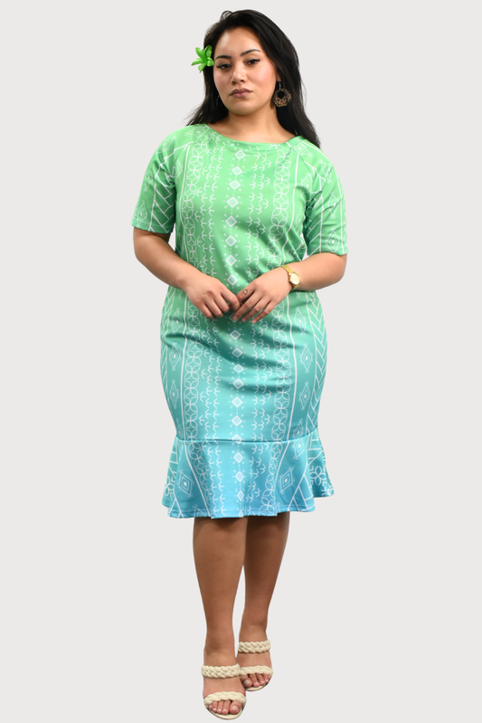 KAILANI DRESS - MIDI MERMAID - OMBRE GREEN