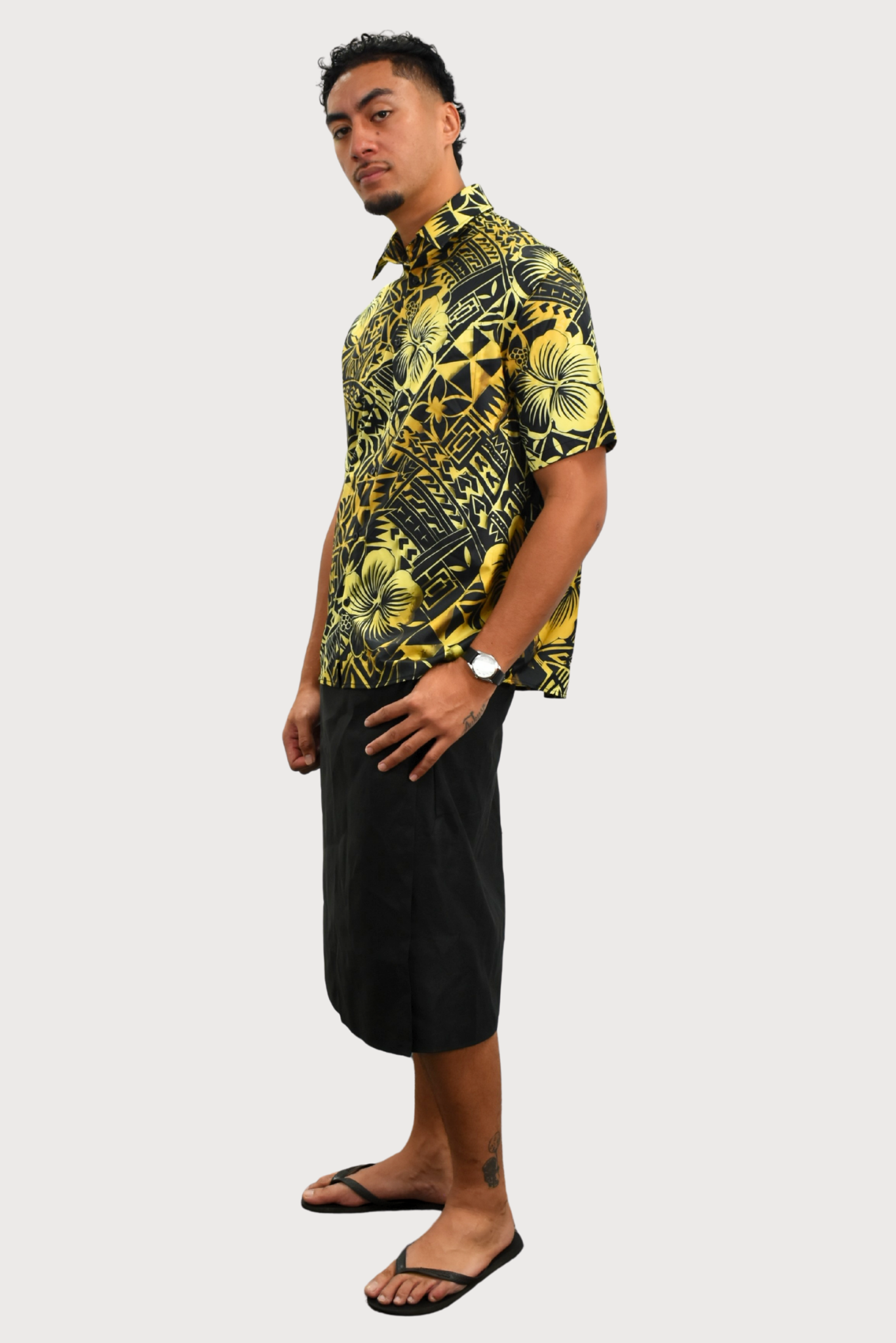 SHIRT - COLLARED BUTTON UP - GOLD & BLACK