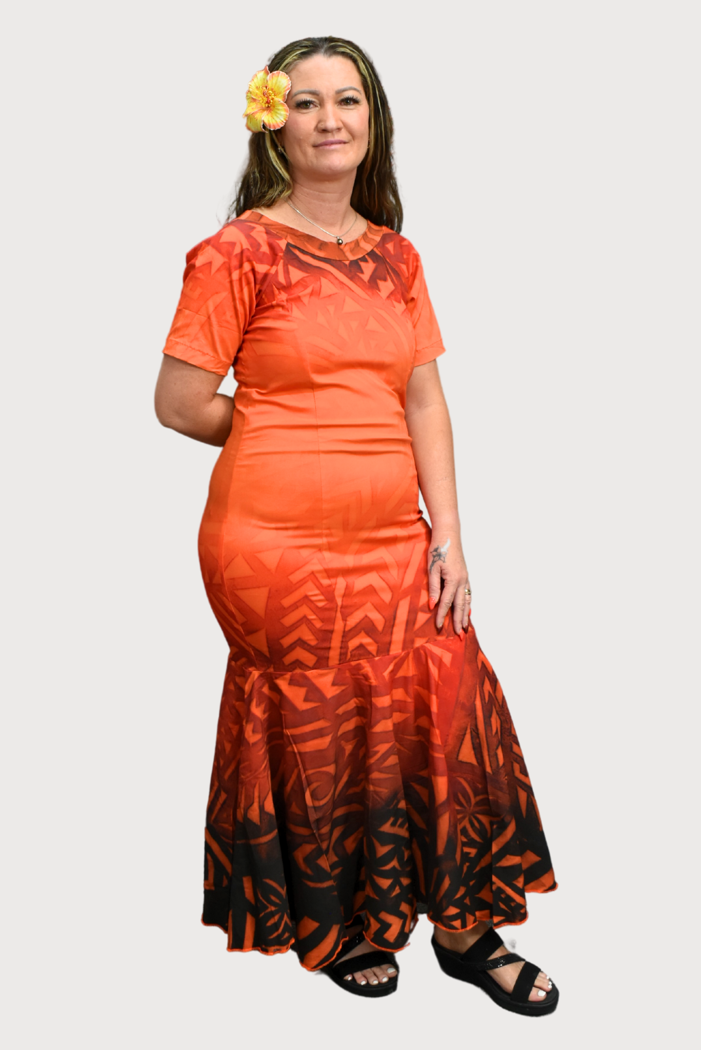 ORANGE & BLACK MERMAID DRESS